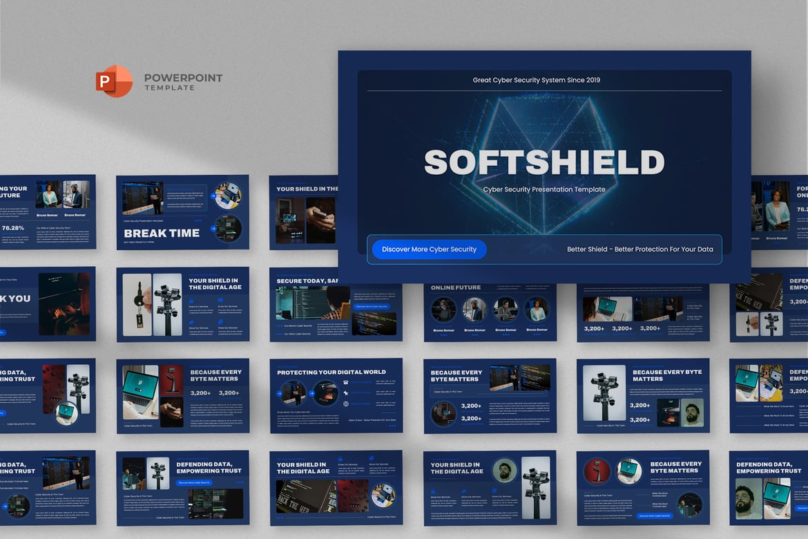 Template Powerpoint Keamanan Siber yang Modern dan Profesional