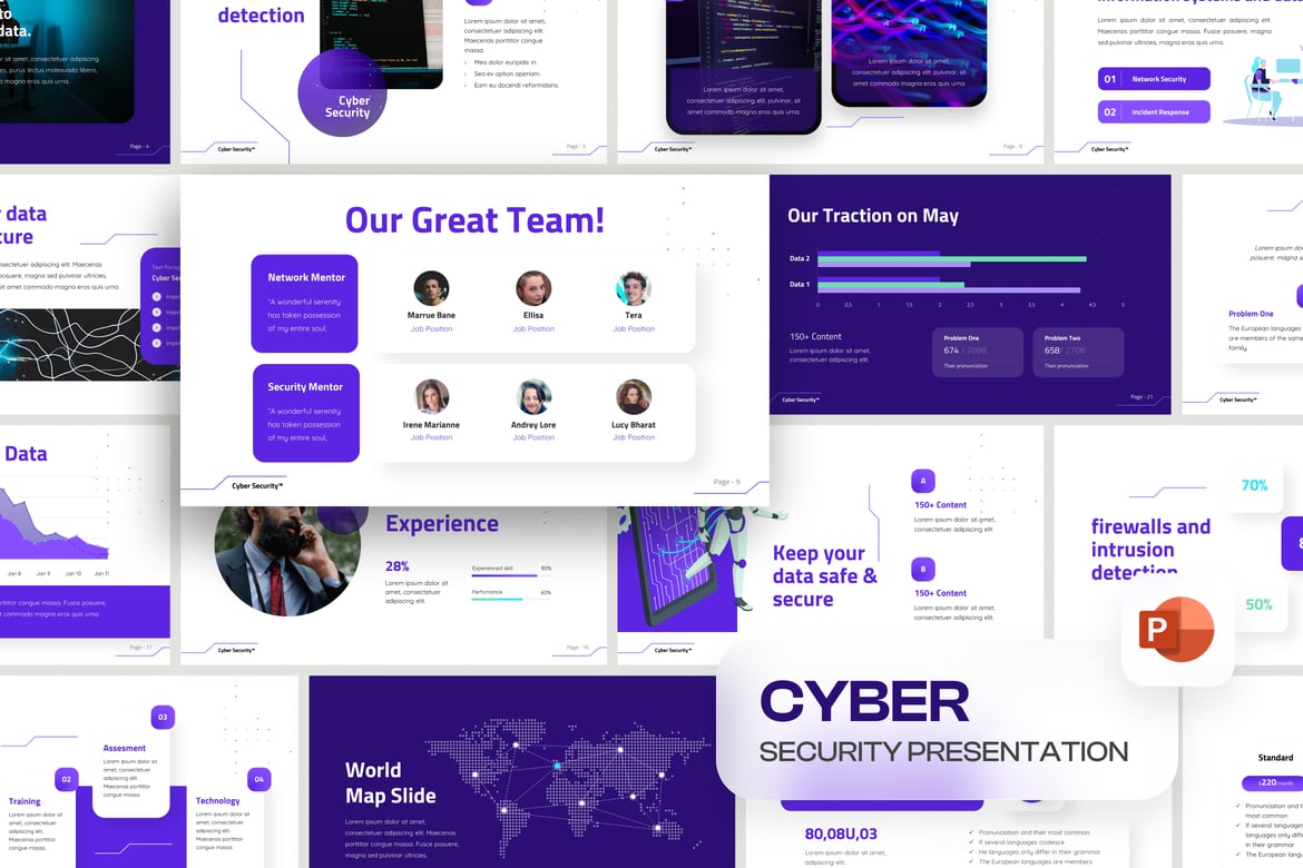 Template Presentasi PowerPoint Keamanan Siber yang Futuristik