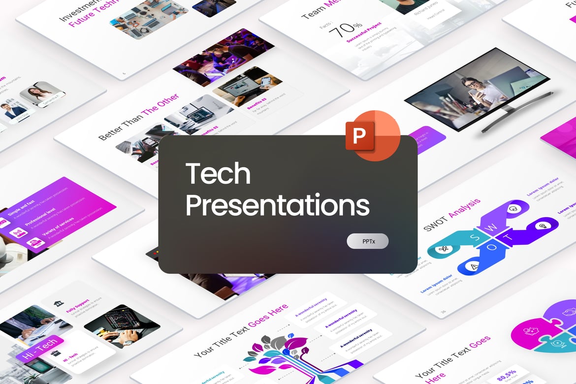 Template PowerPoint Teknologi Keamanan Siber yang Modern dan Minimalis