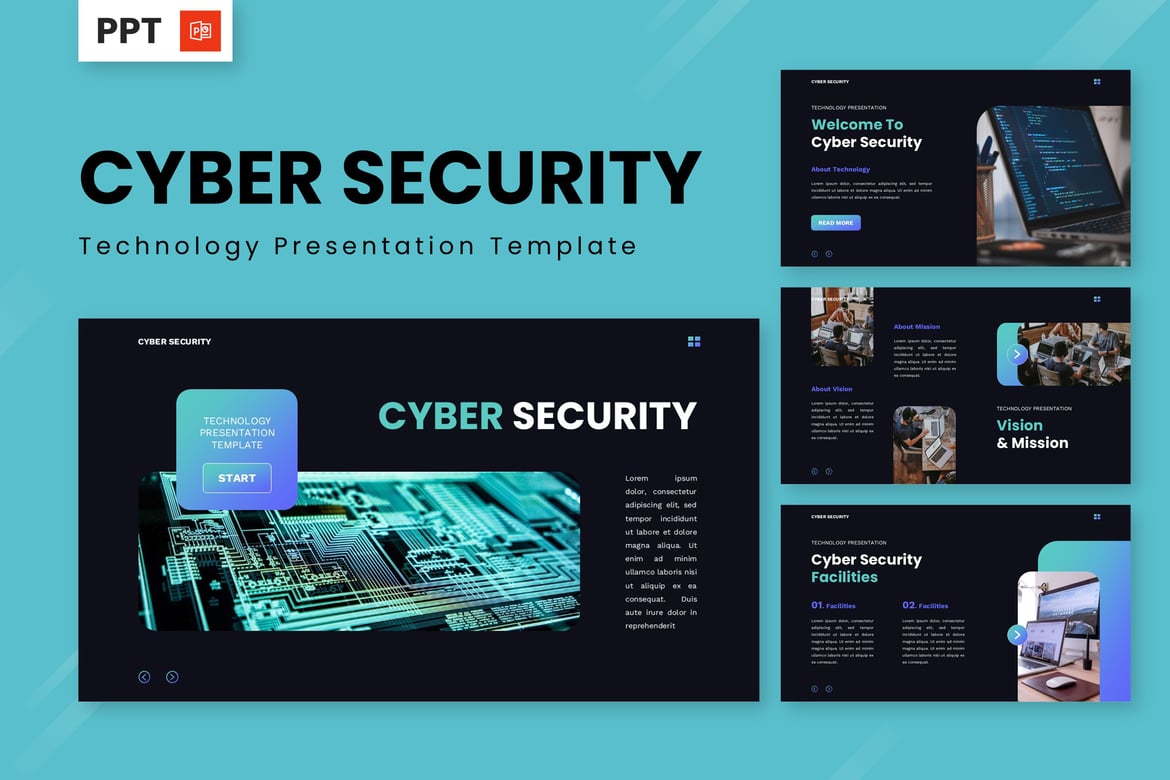 Template Powerpoint Keamanan Siber yang Modern dan Profesional