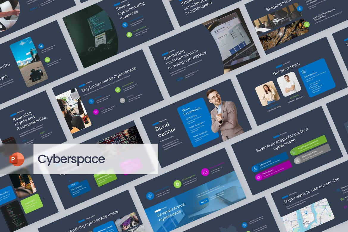 Template Presentasi PowerPoint Cyberspace yang Modern dan Menarik