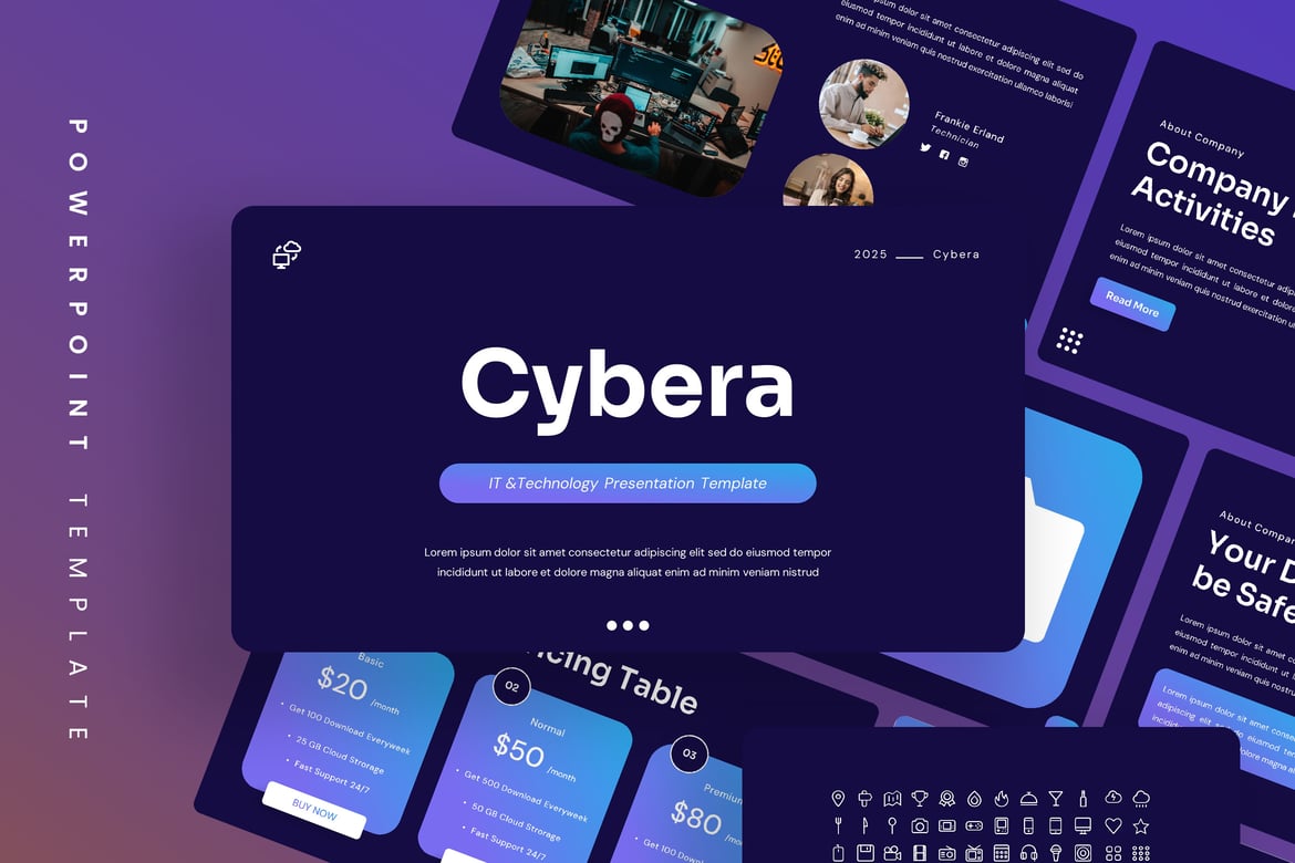Cybera – Template PowerPoint IT & Teknologi yang Menarik