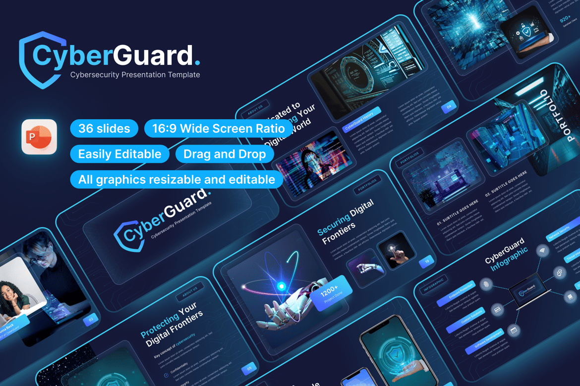 Template PowerPoint CyberGuard – Solusi Presentasi Keamanan Siber