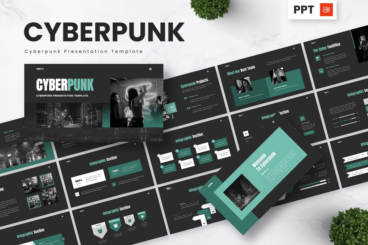 Template Presentasi Cyberpunk - Powerpoint yang Futuristik dan Modern