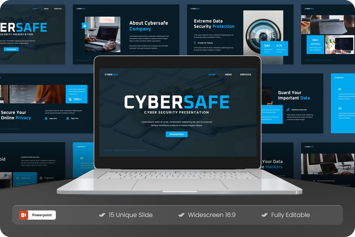 Template Presentasi Keamanan Siber - Cybersafe yang Profesional dan Serbaguna