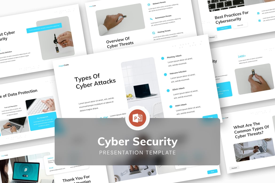 Template Presentasi Cybersecurity PowerPoint yang Menarik dan Profesional