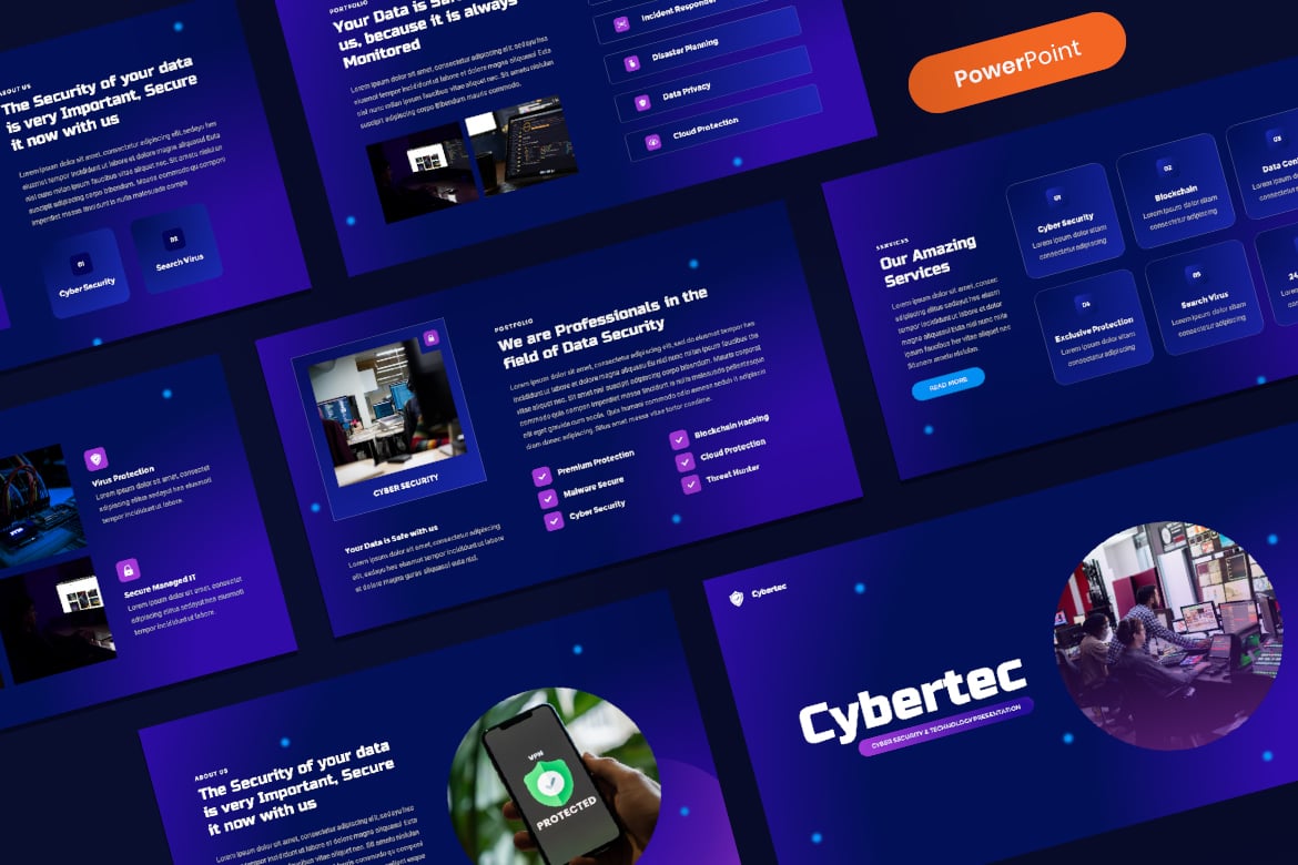 Template Presentasi Cybertec - Keamanan Siber & Teknologi yang Modern
