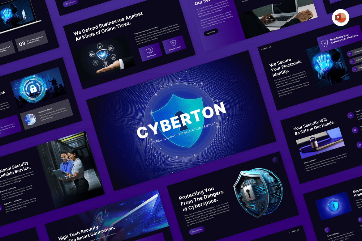 Cyberton - Template Powerpoint Keamanan Siber Modern dan Profesional