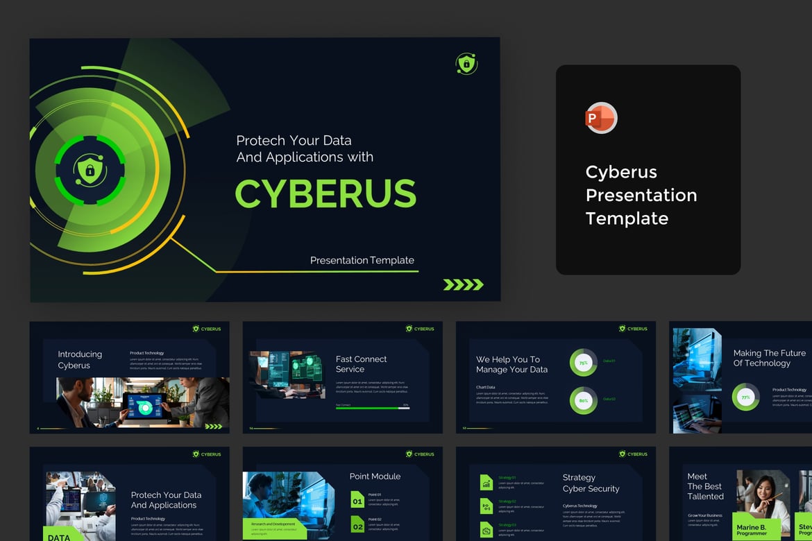 Template Presentasi Keamanan Siber Cyberus yang Modern dan Menarik