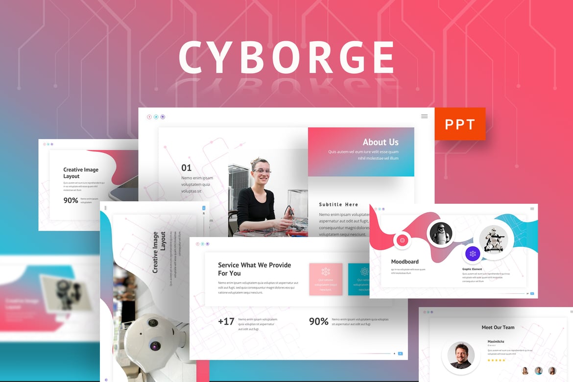 Template PowerPoint Cyborge - Desain Profesional untuk Presentasi Anda