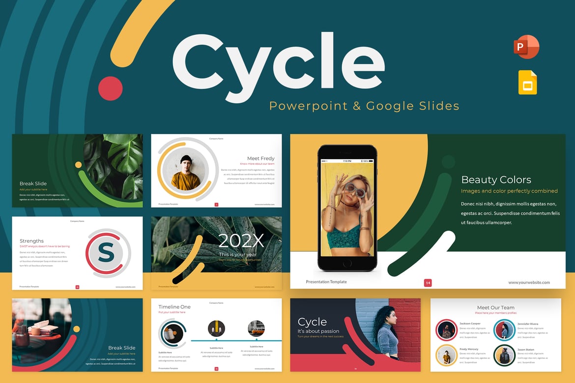 Template Presentasi Cycle untuk PowerPoint dan Google Slides yang Menarik