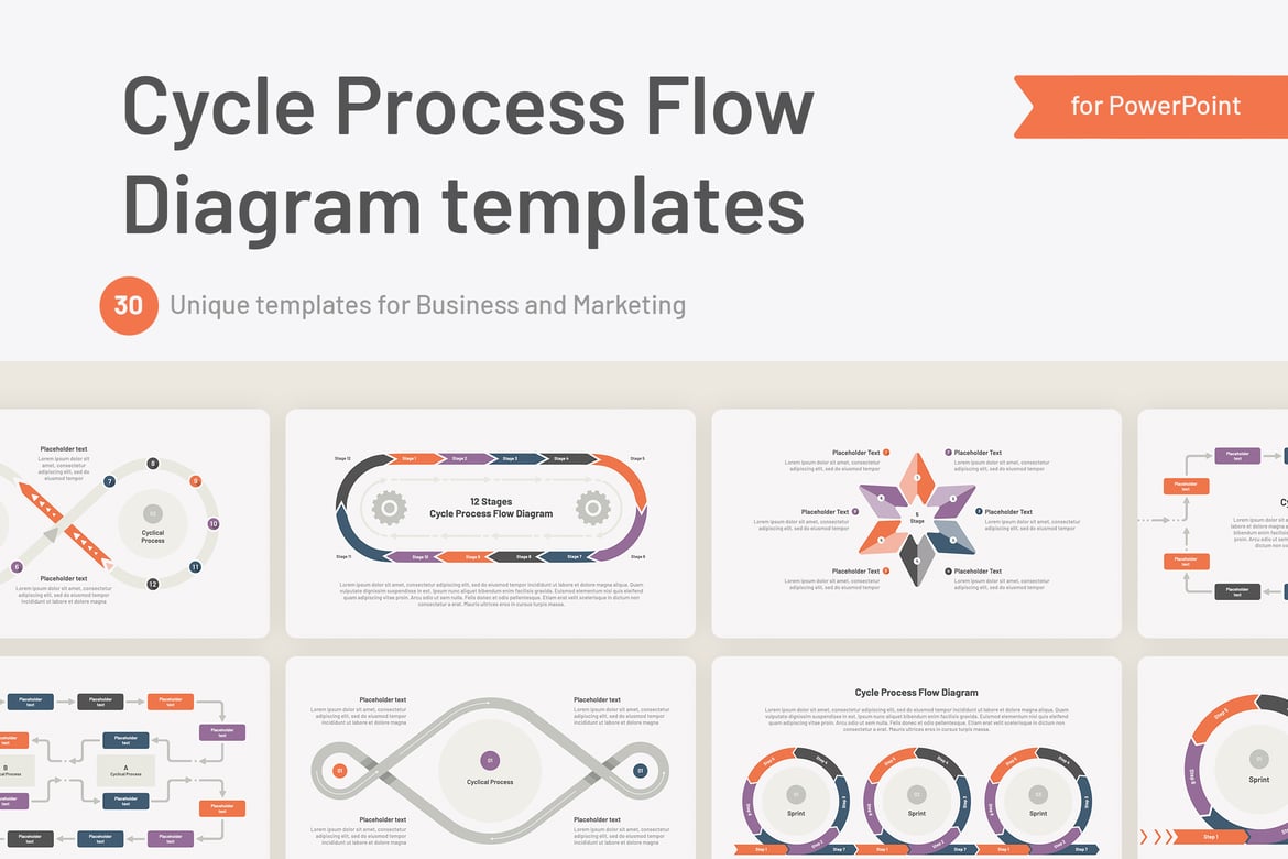 Template PowerPoint Diagram Alur Proses Siklus yang Menarik