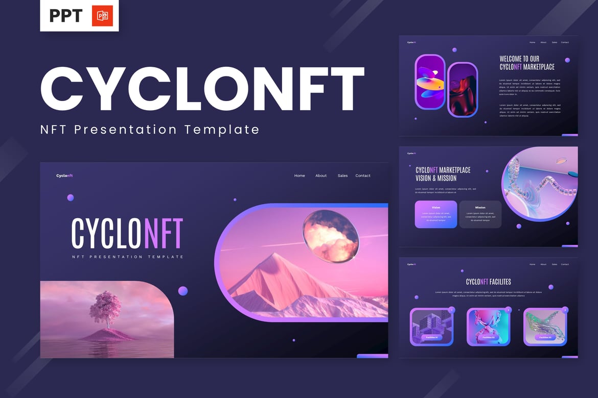 Template PowerPoint NFT Cyclonft yang Menarik dan Modern