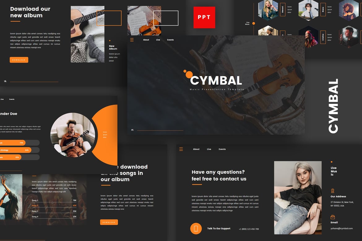 Cymbal - Template PowerPoint Musik Modern dan Elegan