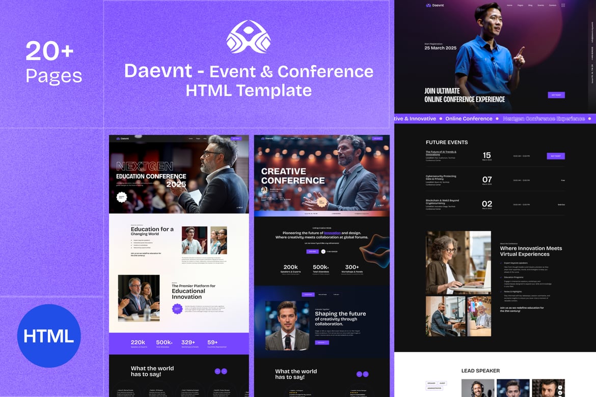 Daevnt – Template Website Acara & Konferensi Modern