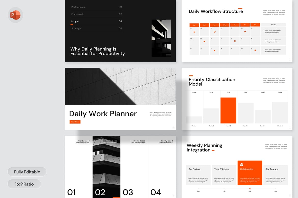 Template Presentasi PowerPoint Perencana Kerja Harian yang Modern