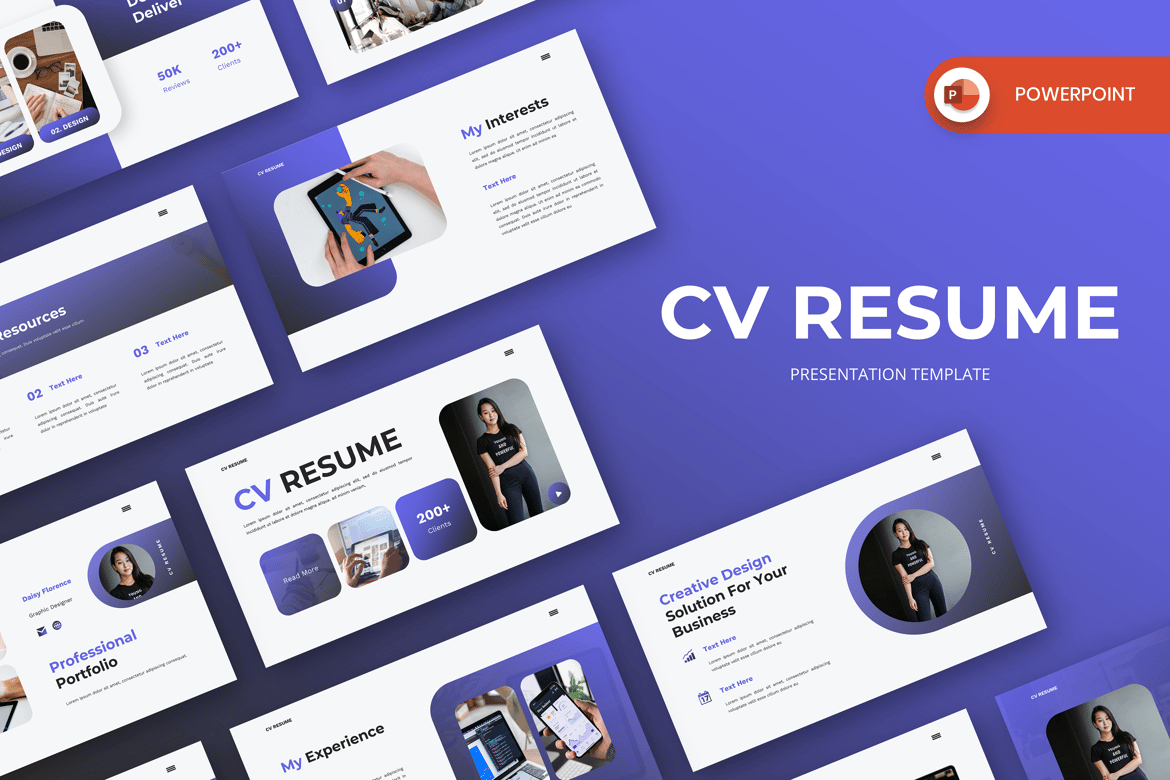 Template Presentasi PowerPoint CV Resume Daisy yang Menarik