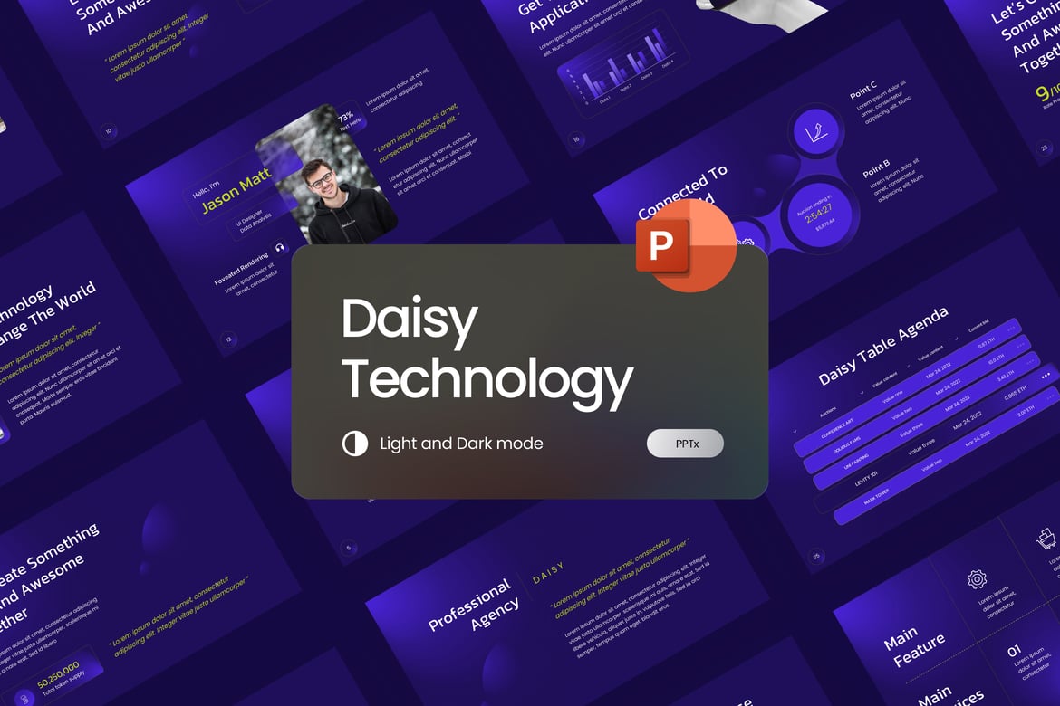 Template Presentasi PowerPoint Teknologi Futuristik Daisy