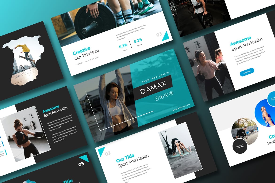 Template PowerPoint Sport dan Kesehatan yang Minimalis dan Fleksibel