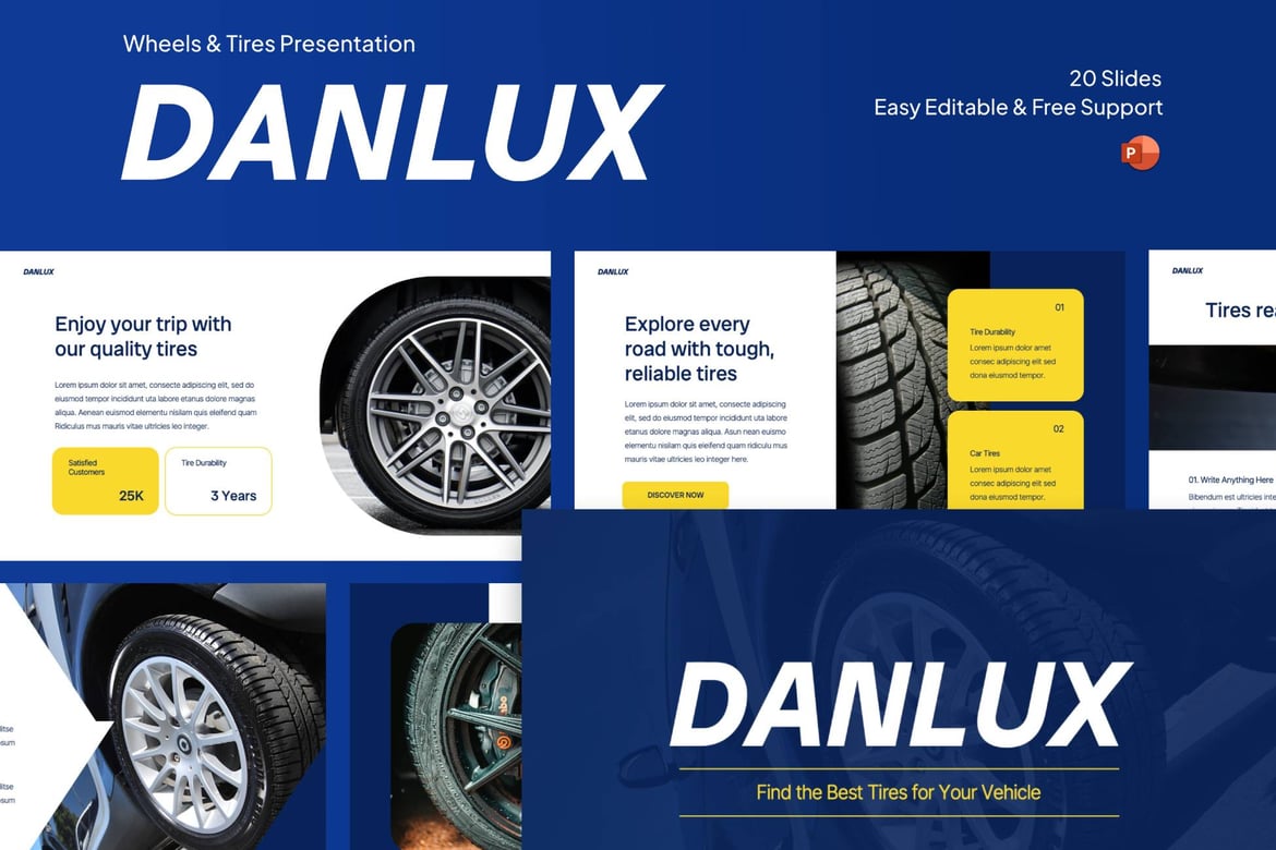 Template Presentasi PowerPoint Danlux - Roda & Ban yang Menarik