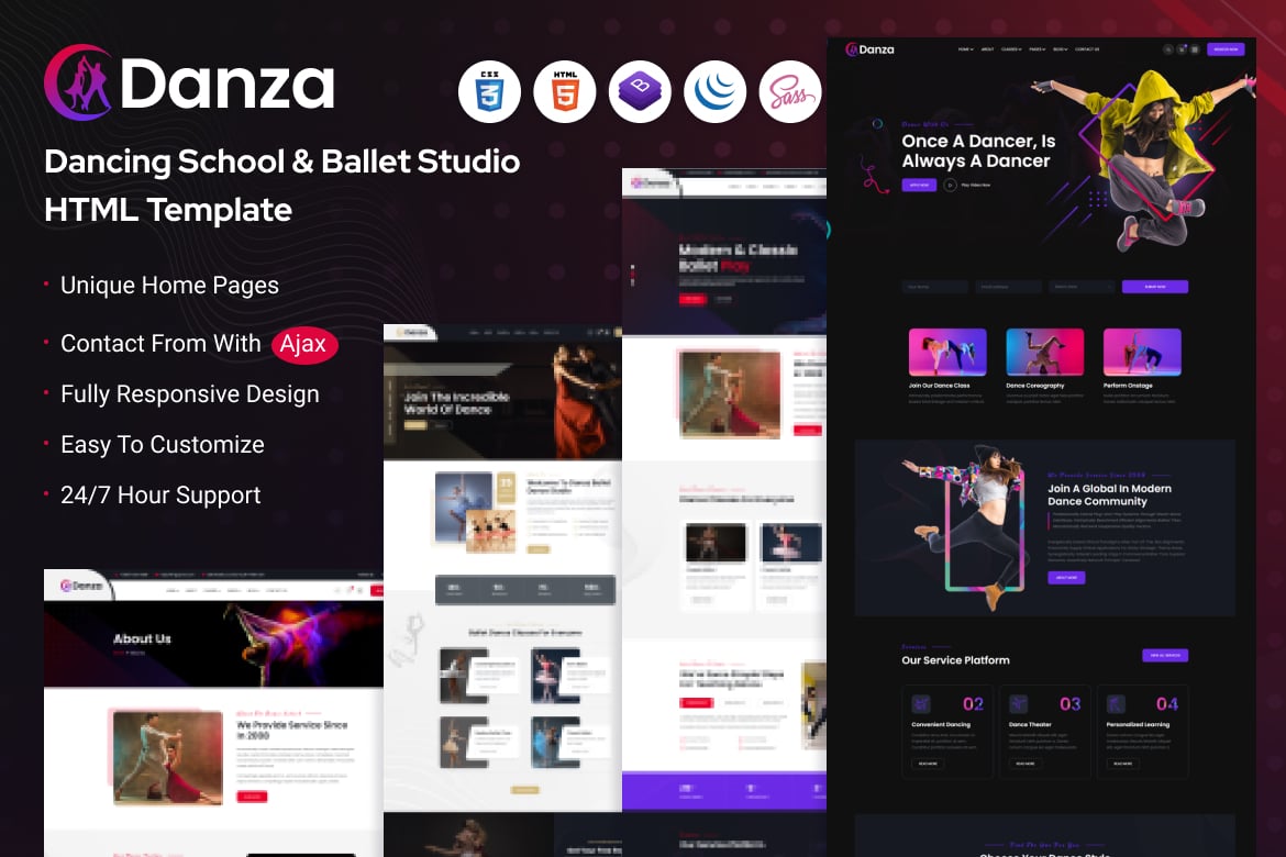 Danza - Template Website Sekolah Dansa dan Studio Balet Modern