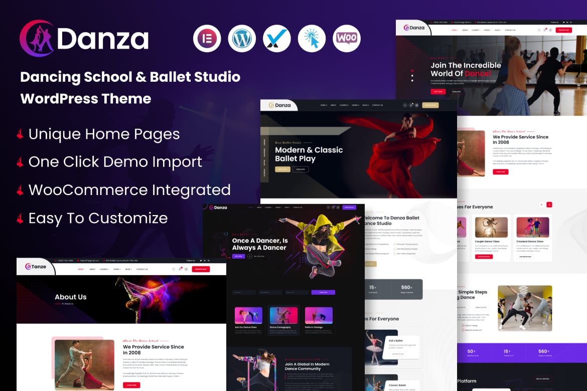 Danza – Tema WordPress Sekolah Tari dan Studio Balet yang Menawan