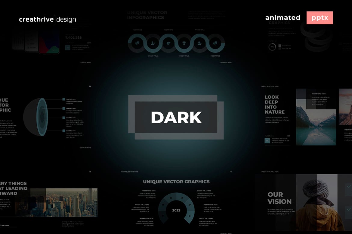 Template PowerPoint Animasi Gelap yang Menawan