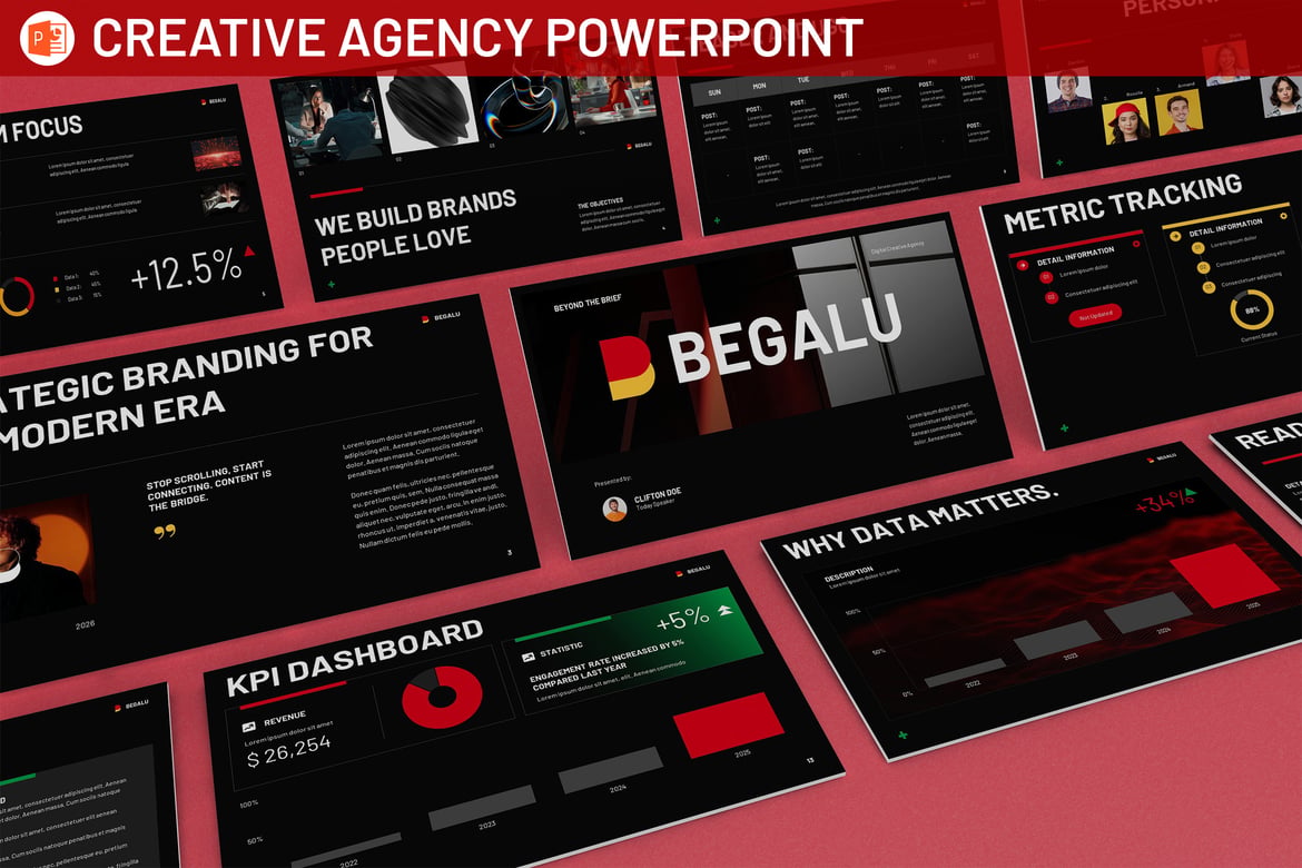 Template Presentasi PowerPoint Kreatif Bertema Gelap