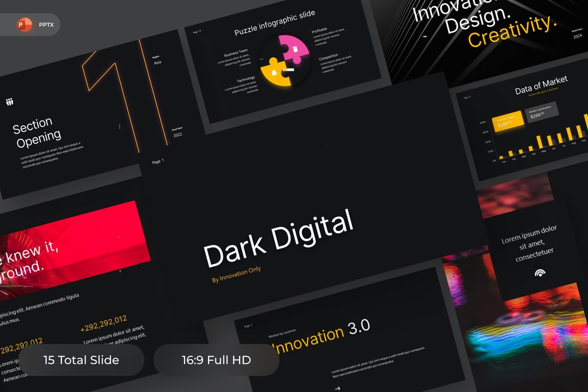 Template PowerPoint Gelap Digital untuk Bisnis yang Menarik