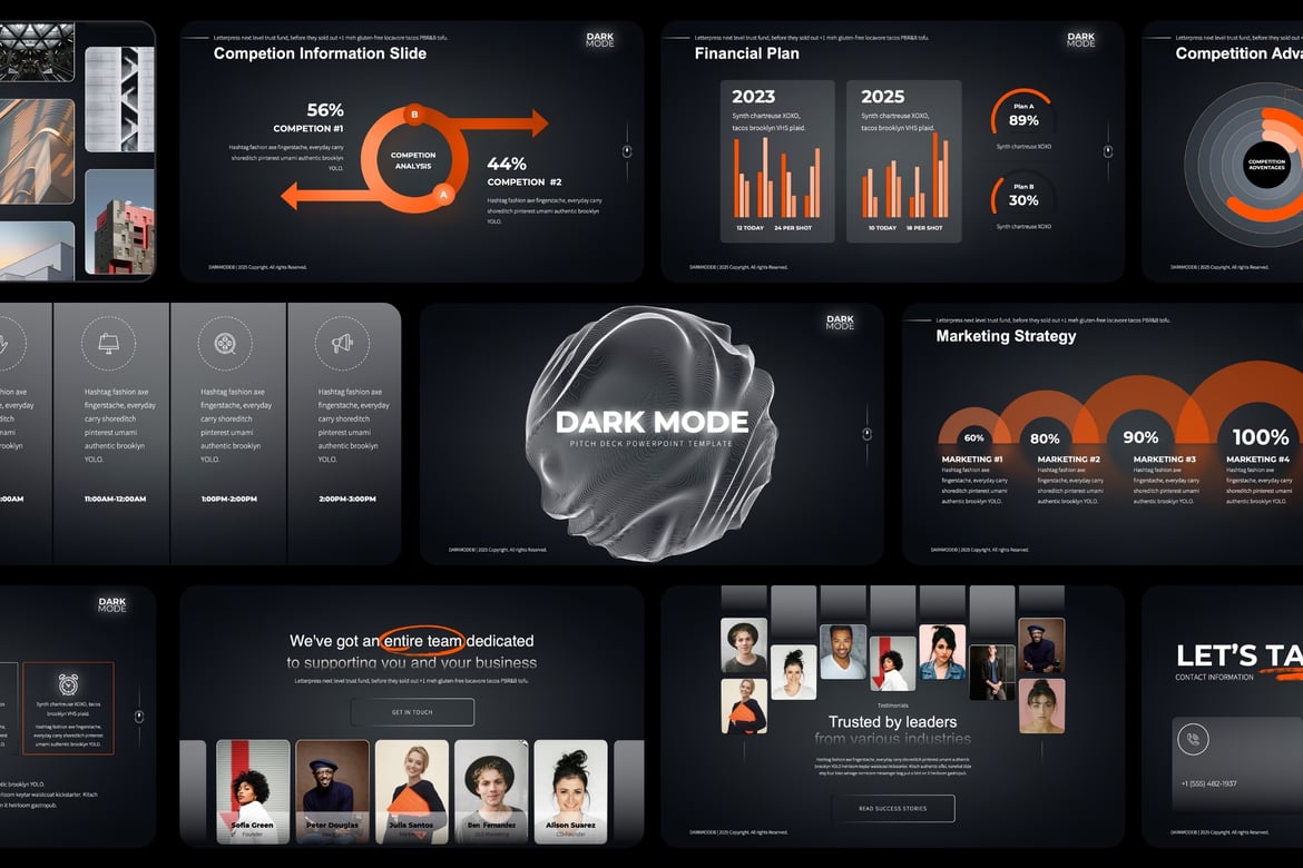 Template Presentasi PowerPoint Mode Gelap yang Menarik dan Profesional