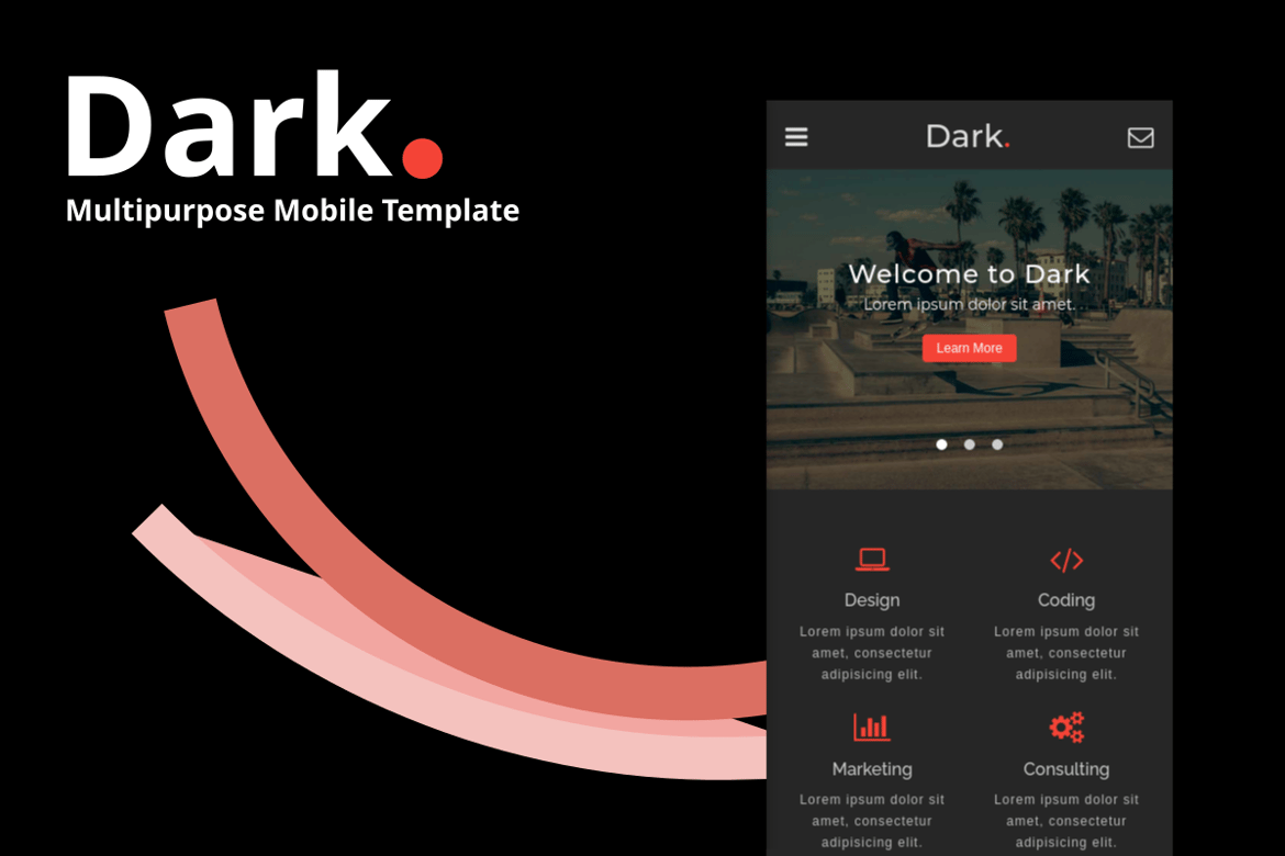 Template Web Serbaguna Dark untuk Mobile