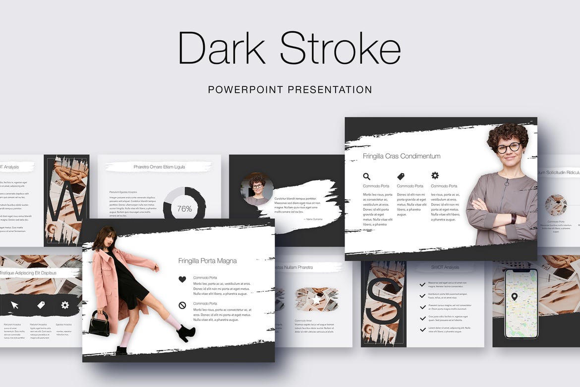 Template PowerPoint Dark Stroke yang Elegan dan Profesional