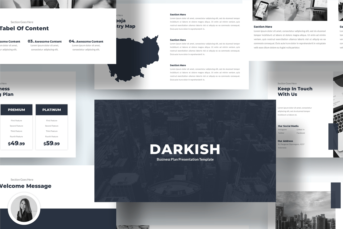 Template Presentasi Bisnis Darkish - PowerPoint yang Modern dan Profesional