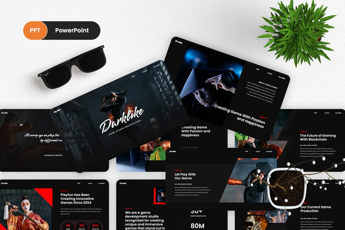 Darklike - Template PowerPoint Studio Gaming yang Menarik