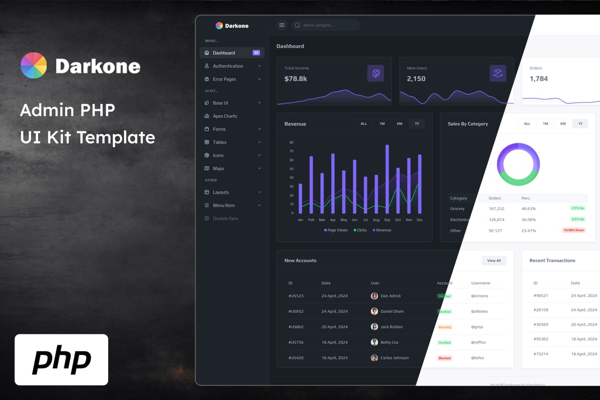 Darkone - Template Website Dashboard Admin Modern dan Elegan