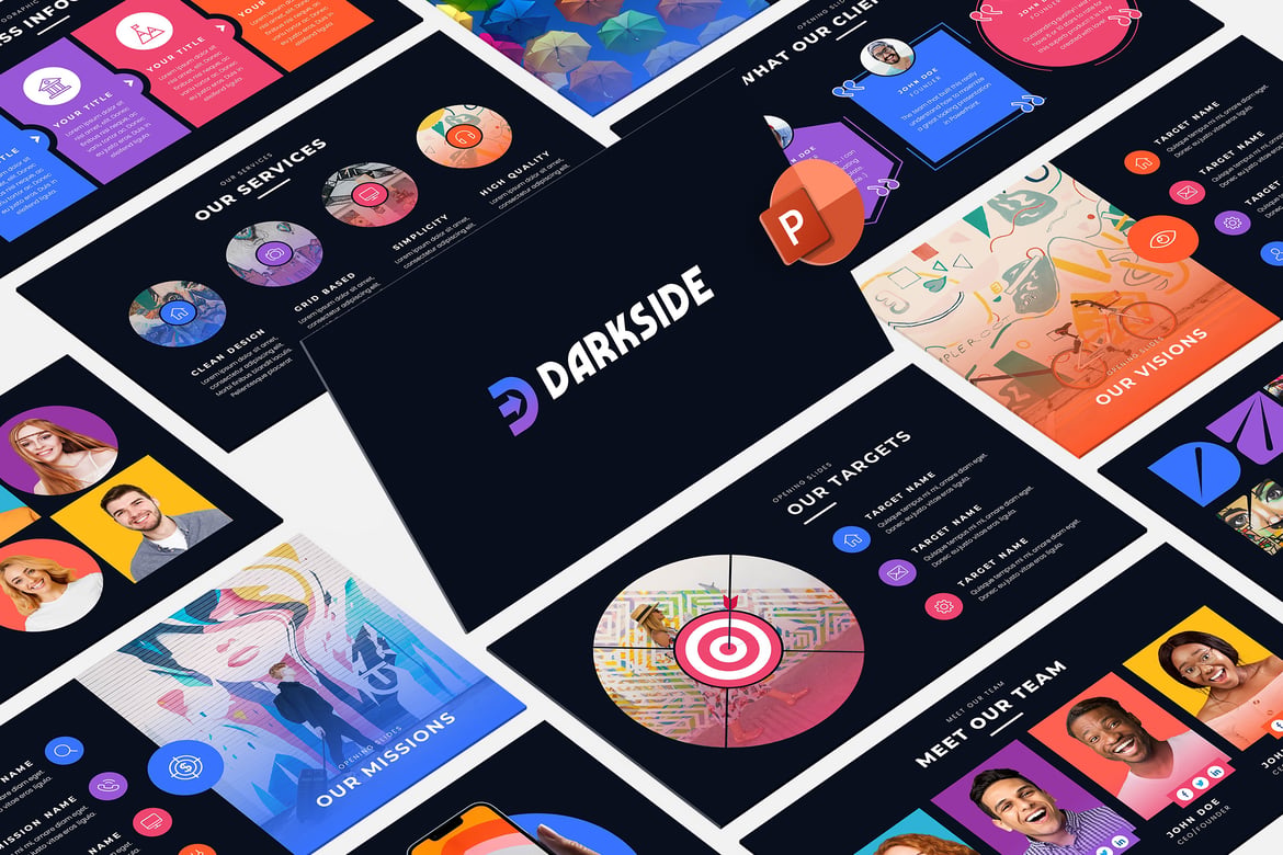 Darkside - Template PowerPoint Pitch Deck yang Modern dan Kreatif