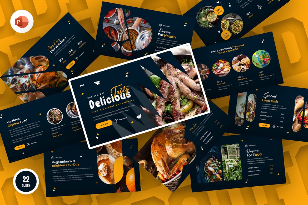 Template Presentasi PowerPoint Darky Food yang Menarik