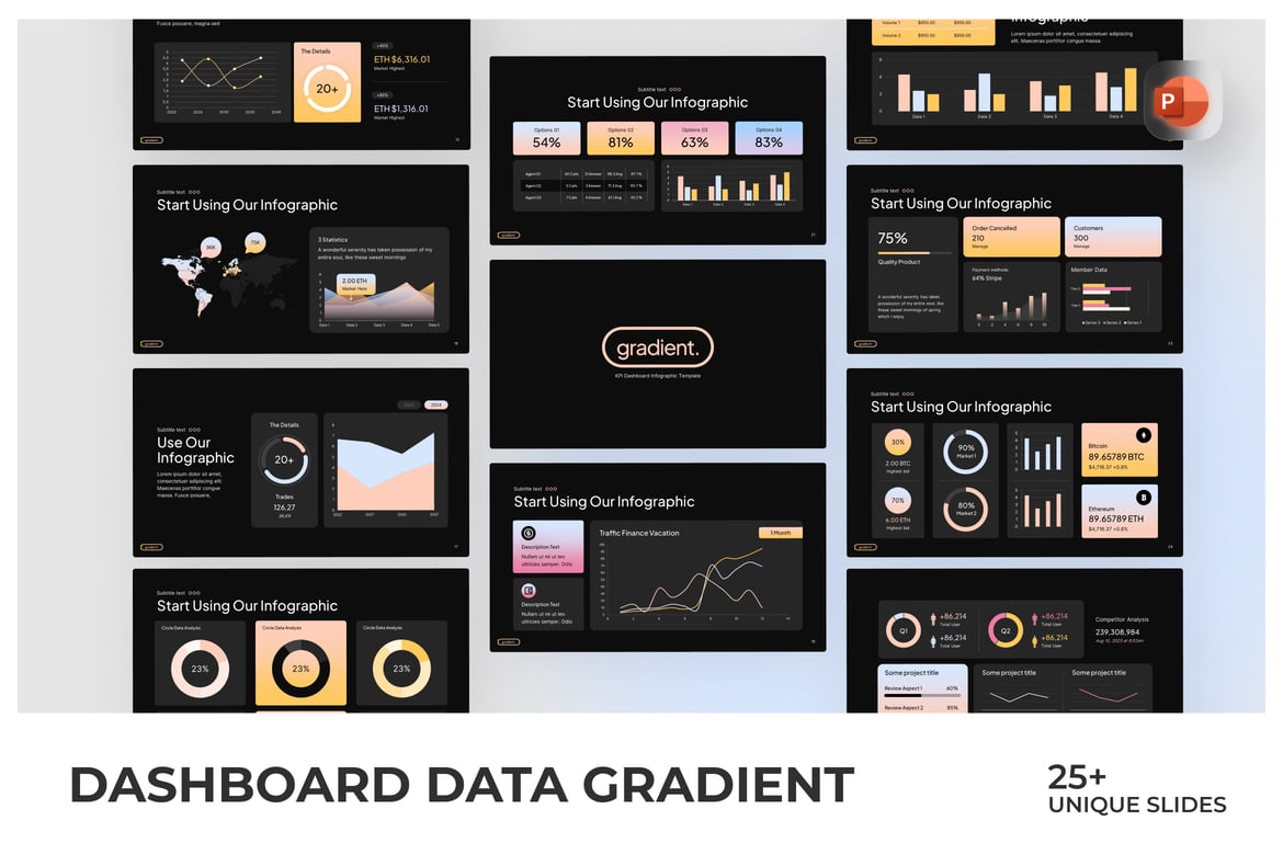 Template PowerPoint Infografis Dashboard yang Menarik dan Profesional