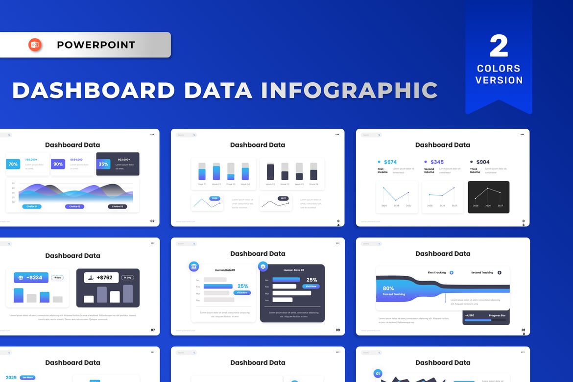Template Presentasi PowerPoint Dashboard Data yang Memukau