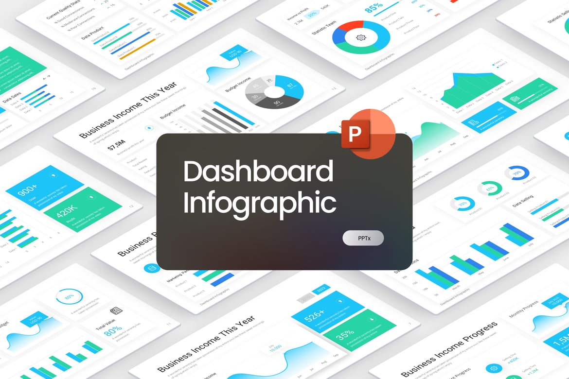 Template Presentasi PowerPoint Infografis Dashboard yang Profesional