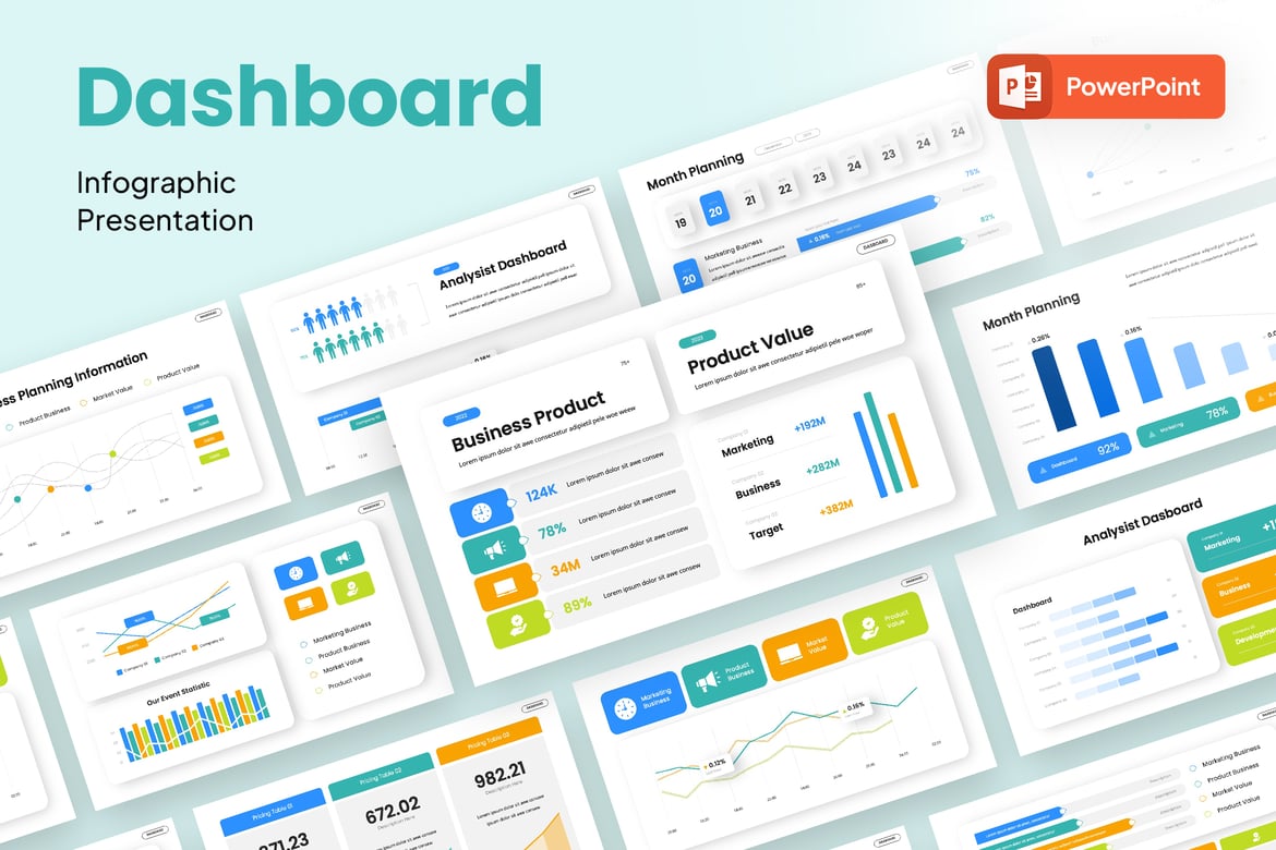 Template Presentasi PowerPoint Infografis Dashboard yang Profesional
