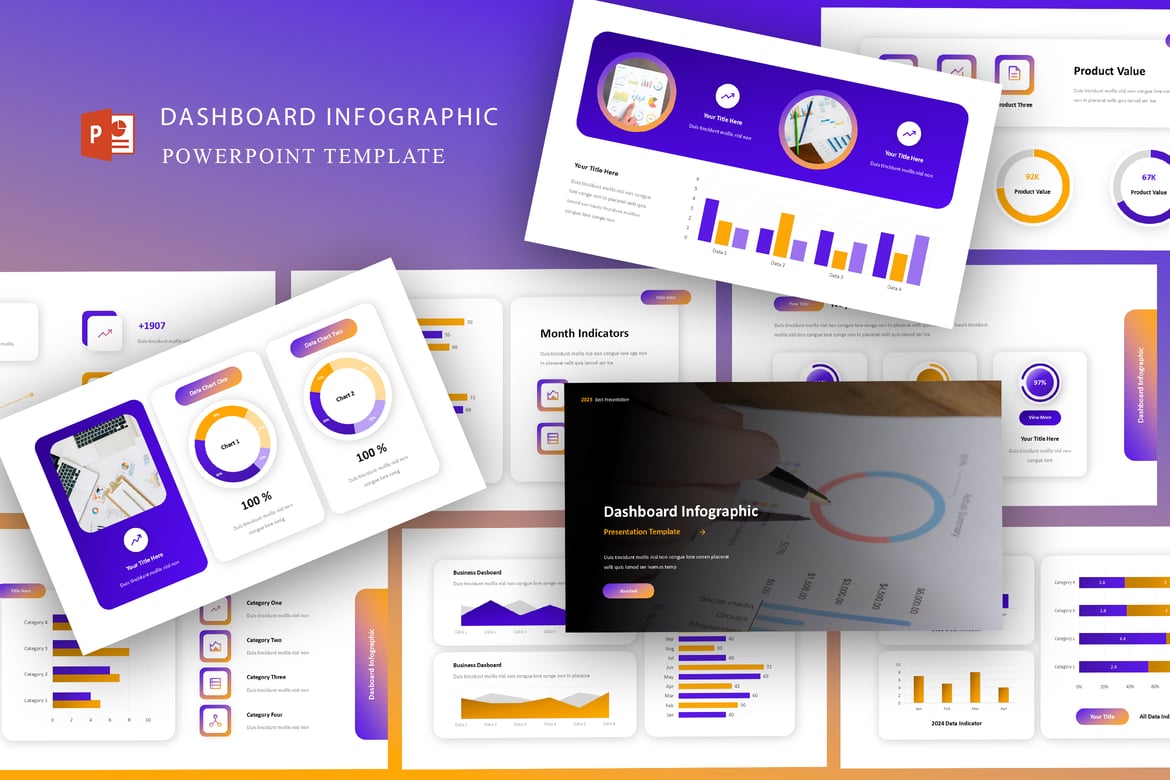 Template PowerPoint Infografis Dashboard Modern