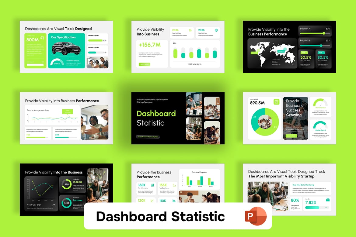 Template PowerPoint Dashboard Statistik yang Menarik