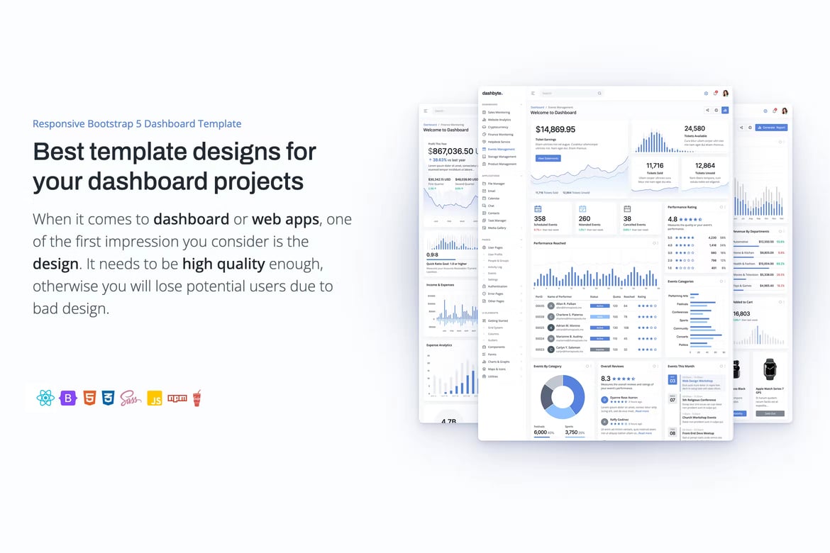 Template Dashboard DashByte untuk React 18 & Bootstrap 5 yang Premium