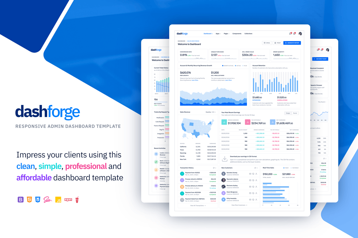 Template Dashboard Admin Responsif Dashforge yang Modern dan Profesional