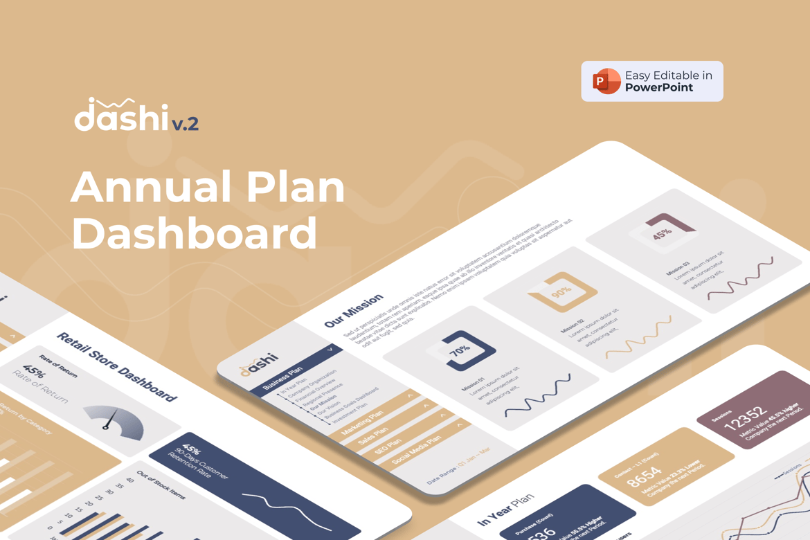 Template Presentasi Dashi: Dashboard Rencana Tahunan yang Efektif