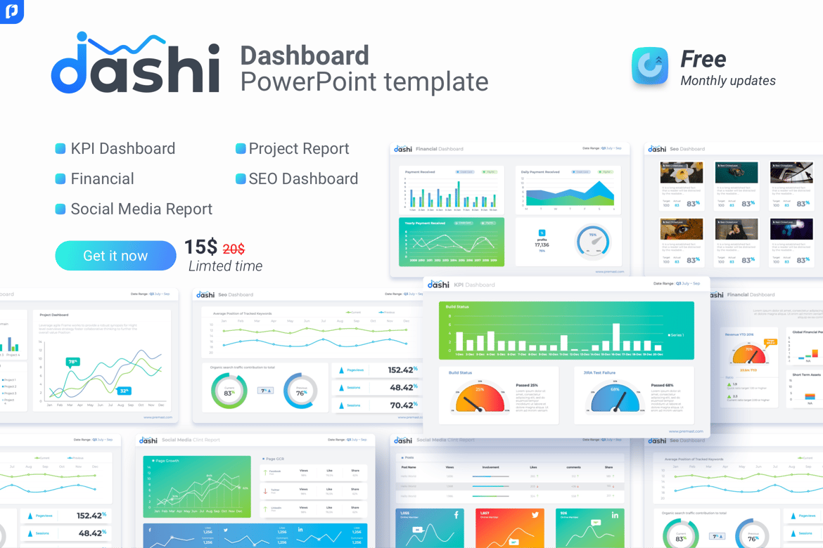 Template PowerPoint Dashi: Dashboard Profesional untuk Presentasi Efektif