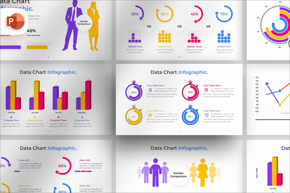 Template Infografis PowerPoint untuk Grafik Data yang Menarik