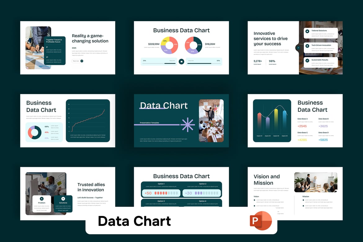 Template Presentasi PowerPoint Grafik Data Profesional