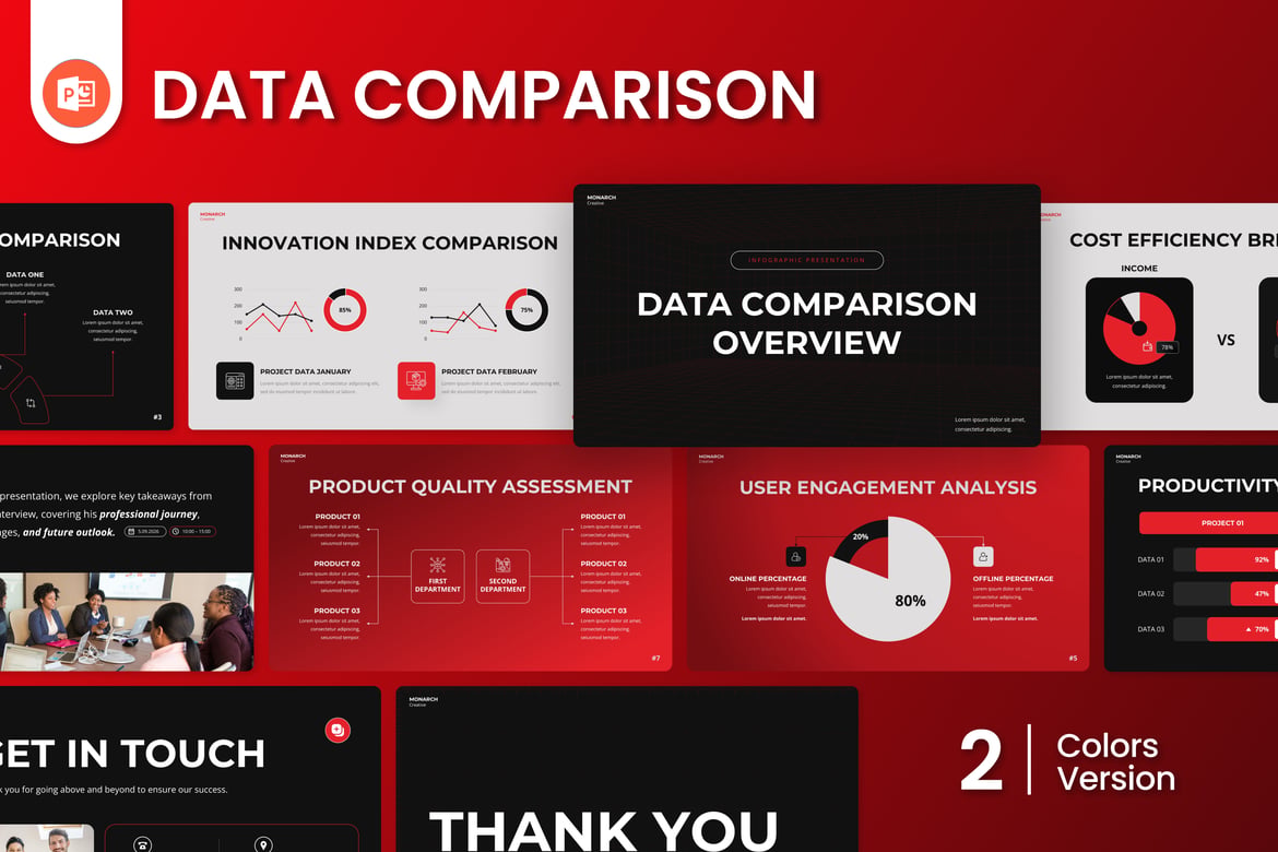 Template Presentasi PowerPoint untuk Perbandingan Data yang Efektif